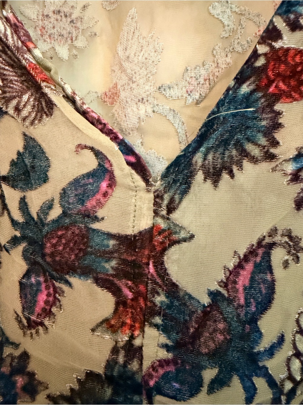 Faded Glory Olive Floral V-Neck Peplum Blouse - Picture 2 of 4